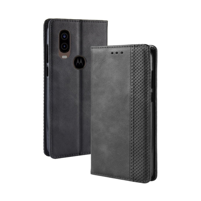 Magnetic Buckle Retro Crazy Horse Texture Horizontal Flip Leather Case for Motorola One Vision , with Holder & Card Slots & Photo Frame, For MOTO One Vision