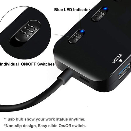 Ultra Speed USB3.0 4 Port Hub with Switch, USB 3.0