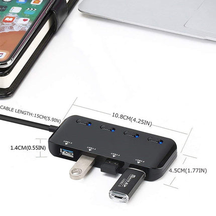 Ultra Speed USB3.0 4 Port Hub with Switch, USB 3.0