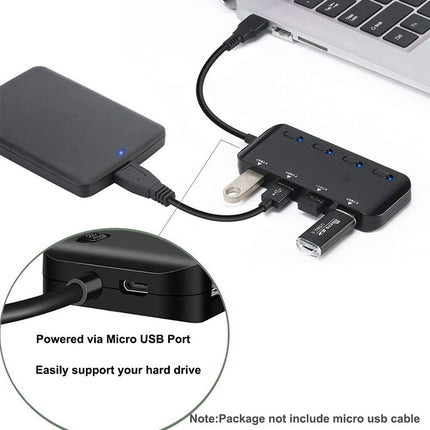Ultra Speed USB3.0 4 Port Hub with Switch, USB 3.0