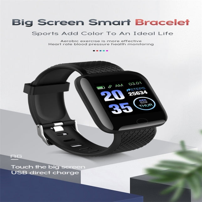 116plus 1.3 inch Color Screen Smart Bracelet IP67 Waterproof, Support Call Reminder/ Heart Rate Monitoring /Blood Pressure Monitoring/ Sleep Monitoring/Excessive Sitting Reminder/Blood Oxygen Monitoring