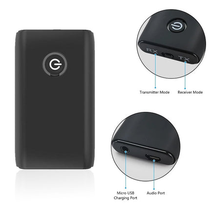 B10S Bluetooth Adapter 5.0 Bluetooth Transmitter Receiver 2 in 1 Bluetooth Adapter, black
