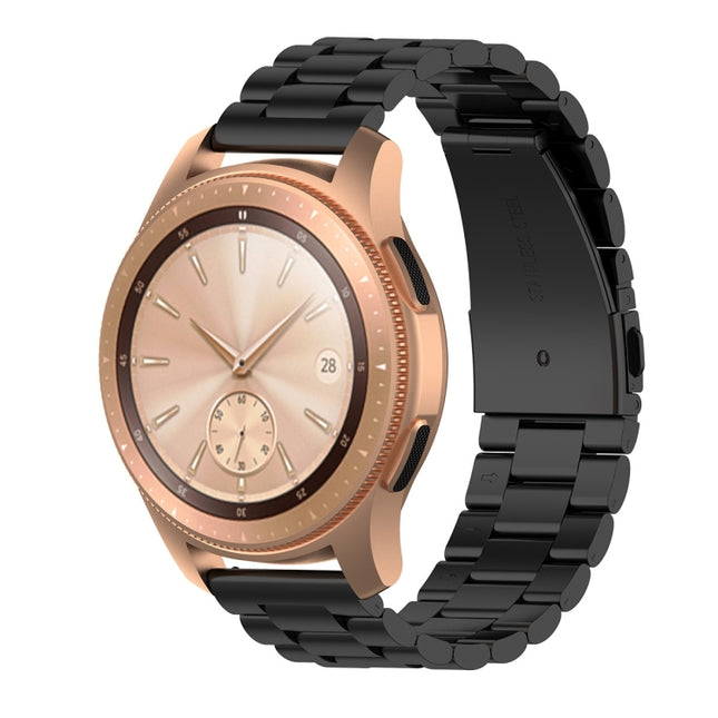 For Huami GTS/Galaxy Watch 42/40/44 Universal Three Beads Stainless Steel Watch Wrist Strap 20mm, Black, Gold, Rose Gold, Colourful, Silver
