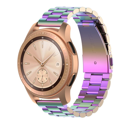For Huami GTS/Galaxy Watch 42/40/44 Universal Three Beads Stainless Steel Watch Wrist Strap 20mm, Black, Gold, Rose Gold, Colourful, Silver