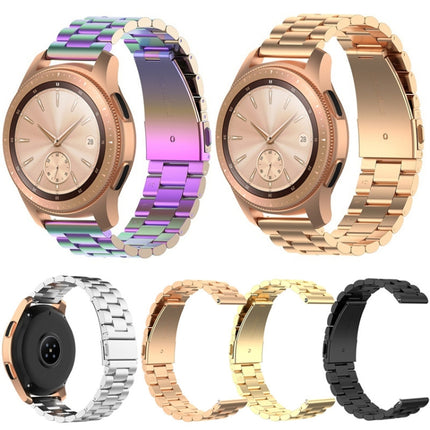 For Huawei GT2/GT/Samsung Galaxy Watch 46mm R800/Samsung Gear S3 Universal Three Beads Stainless Steel Watch Wrist Strap 22mm, Black, Gold, Rose Gold, Colourful, Silver