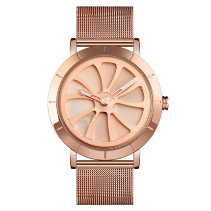 SKMEI 9204 Fashion Skeleton Rotating Dial Waterproof Business Mesh Belt Quartz Watch Men Watch