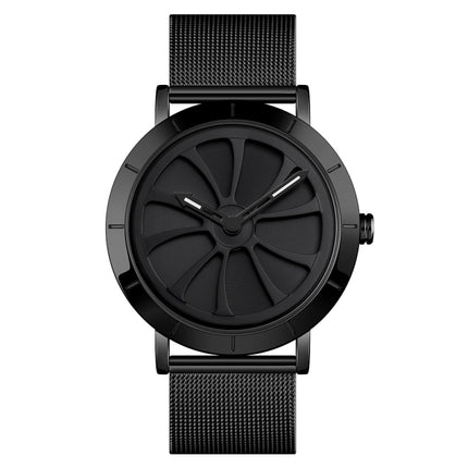 SKMEI 9204 Fashion Skeleton Rotating Dial Waterproof Business Mesh Belt Quartz Watch Men Watch