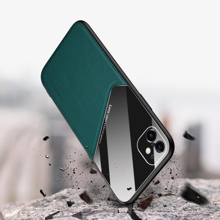 All-inclusive Leather + Organic Glass Phone Case with Metal Iron Sheet, For iPhone 11, For iPhone 11 Pro, For iPhone 11 Pro Max
