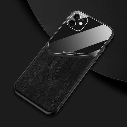 All-inclusive Leather + Organic Glass Phone Case with Metal Iron Sheet, For iPhone 11, For iPhone 11 Pro, For iPhone 11 Pro Max