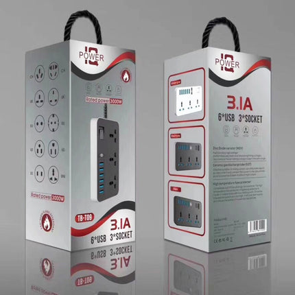 Enchufe universal internacional de 3 orificios multifunción de alta potencia T09 de 3000 W + 6 puertos USB de carga inteligente, ENCHUFE UE, ENCHUFE EE. UU., ENCHUFE RU