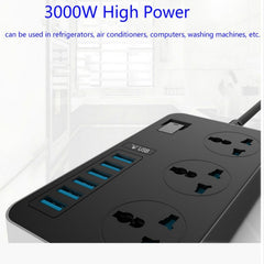 T09 3000W High Power Multi-Function Plug-in 3-Hole International Universal Jack + 6 USB Intelligent Charging, EU PLUG, US PLUG, UK PLUG