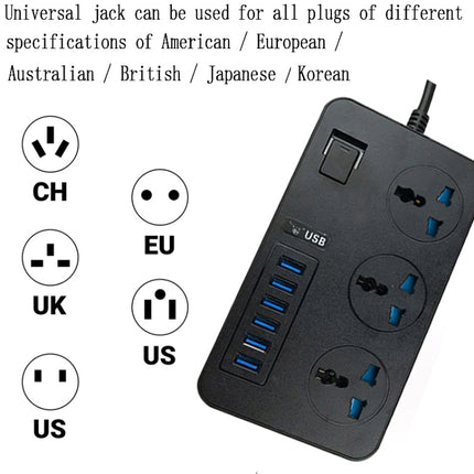 Enchufe universal internacional de 3 orificios multifunción de alta potencia T09 de 3000 W + 6 puertos USB de carga inteligente, ENCHUFE UE, ENCHUFE EE. UU., ENCHUFE RU