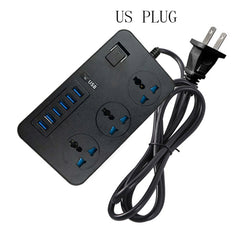 T09 3000W High Power Multi-Function Plug-in 3-Hole International Universal Jack + 6 USB Intelligent Charging, EU PLUG, US PLUG, UK PLUG