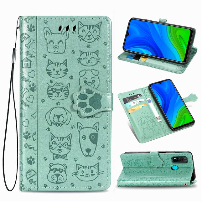 Lovely Cat and Dog Embossing Pattern Horizontal Flip Leather Case , with Holder & Card Slots & Wallet & Cartoon Clasp & Lanyard, For Huawei P Smart 2020, For Xiaomi Mi 10 Lite 5G, For Xiaomi Redmi 10X & Note 9