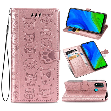 Lovely Cat and Dog Embossing Pattern Horizontal Flip Leather Case , with Holder & Card Slots & Wallet & Cartoon Clasp & Lanyard, For Huawei P Smart 2020, For Xiaomi Mi 10 Lite 5G, For Xiaomi Redmi 10X & Note 9
