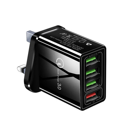 30W QC 3.0 USB + 3 USB 2.0 Ports Mobile Phone Tablet PC Universal Quick Charger Travel Charger, UK Plug, UK Plug