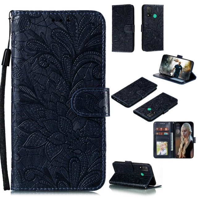Lace Flower Embossing Pattern Horizontal Flip Leather Case , with Holder & Card Slots & Wallet & Photo Frame & Lanyard, For Huawei P Smart 2020, For Huawei Y5P / Honor 9S, For Huawei Y6P, For Huawei Y7P / P40 Lite
