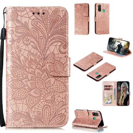 Lace Flower Embossing Pattern Horizontal Flip Leather Case , with Holder & Card Slots & Wallet & Photo Frame & Lanyard, For Huawei P Smart 2020, For Huawei Y5P / Honor 9S, For Huawei Y6P, For Huawei Y7P / P40 Lite