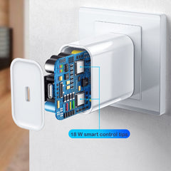 2 in 1 Single USB-C / Type-C Port Travel Charger + 3A PD 3.0 USB-C / Type-C to USB-C / Type-C Fast Charge Data Cable Set, Cable Length: 1m, 18W 1m