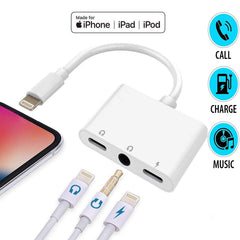 ZS-KL21820 3 in 1 8 Pin to 8 Pin Charging Port + 8 Pin Earphone Jack + 3.5mm Earphone Jack Earphone Adapter Adapter