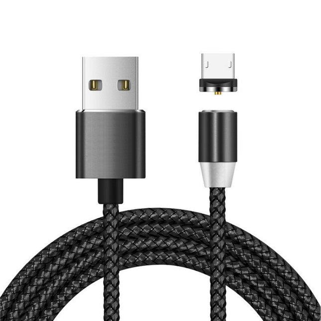 USB to Micro USB Magnetic Metal Connector Nylon Two-color Braided Magnetic Charging Cable, Cable Length: 1m, Micro USB