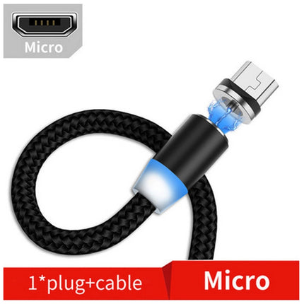USB to Micro USB Magnetic Metal Connector Nylon Two-color Braided Magnetic Charging Cable, Cable Length: 1m, Micro USB