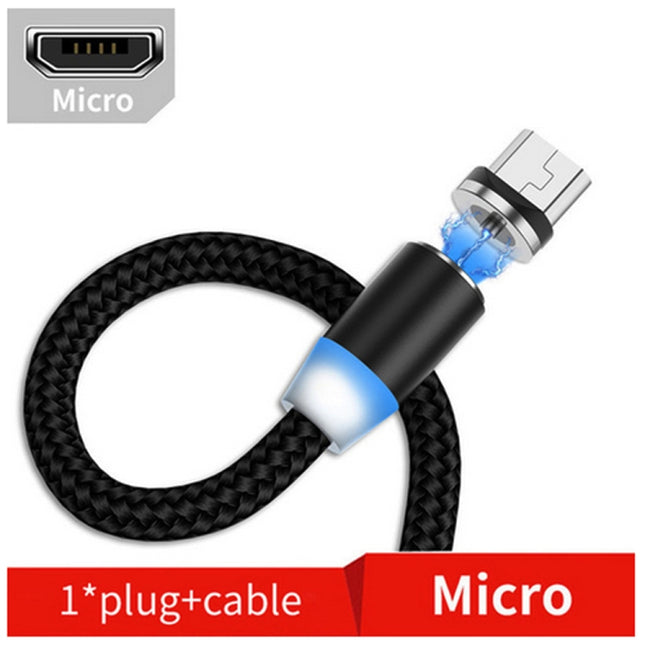 USB to Micro USB Magnetic Metal Connector Nylon Two-color Braided Magnetic Charging Cable, Cable Length: 1m, Micro USB