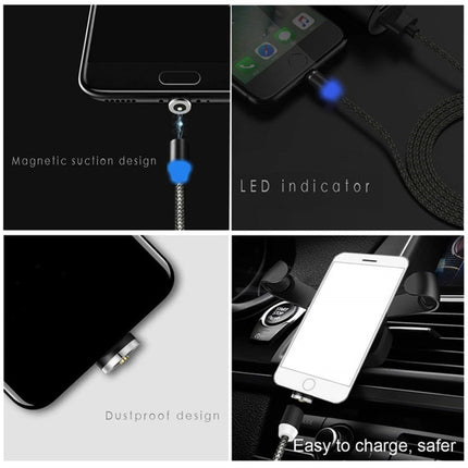 USB to Micro USB Magnetic Metal Connector Nylon Two-color Braided Magnetic Charging Cable, Cable Length: 1m, Micro USB
