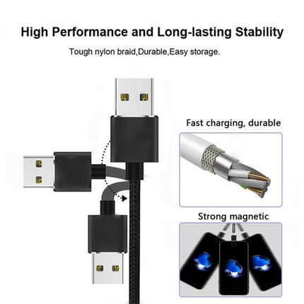 USB to Micro USB Magnetic Metal Connector Nylon Two-color Braided Magnetic Charging Cable, Cable Length: 1m, Micro USB