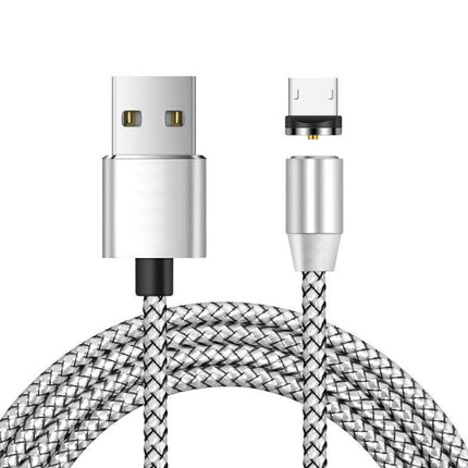 USB to Micro USB Magnetic Metal Connector Nylon Two-color Braided Magnetic Charging Cable, Cable Length: 1m, Micro USB