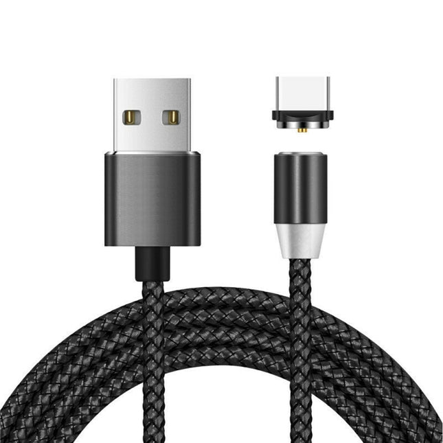 USB to USB-C / Type-C Magnetic Metal Connector Nylon Two-color Braided Magnetic Charging Cable, Cable Length: 1m, USB-C / Type-C