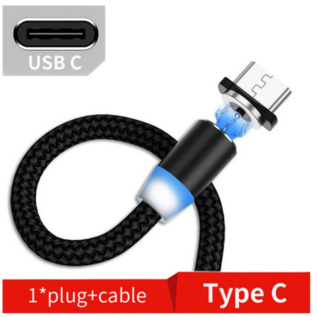 USB to USB-C / Type-C Magnetic Metal Connector Nylon Two-color Braided Magnetic Charging Cable, Cable Length: 1m, USB-C / Type-C