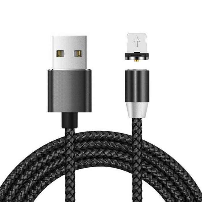 USB to 8 Pin Magnetic Metal Connector Nylon Two-color Braided Magnetic Charging Cable, Cable Length: 1m, 8 Pin