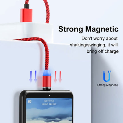 2 in 1 USB to 8 Pin + Micro USB Magnetic Metal Interface Nylon Braided Charging Cable, Length: 1m, 1m
