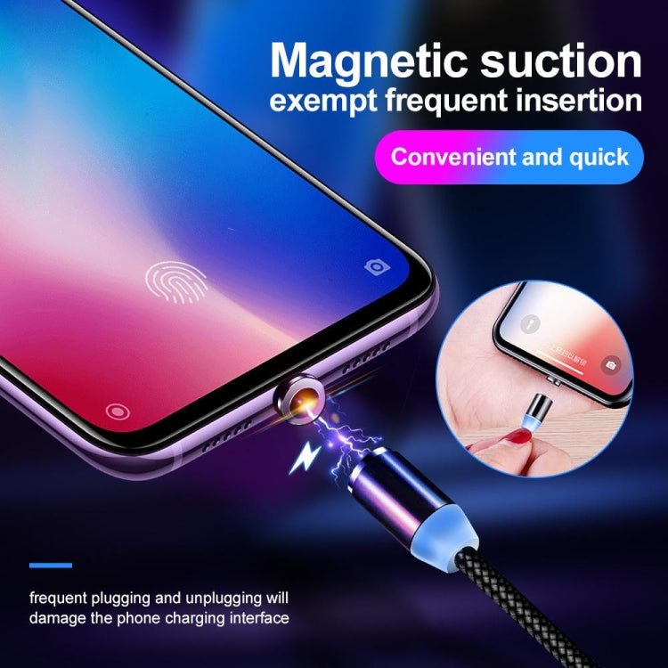 3 in 1 USB to 8 Pin + Type-C/USB-C + Micro USB Magnetic Metal Interface Nylon Braided Charging Cable, Length: 1m
