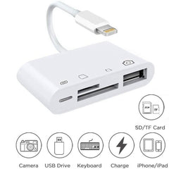 ZS-S1827 4 in 1 SD Card + TF Card + 8 Pin Charge + USB Interface to 8 Pin Interface Camera Reader Adapter, Support All iOS System