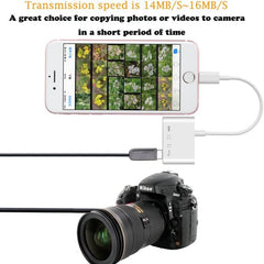 ZS-S1827 4 in 1 SD Card + TF Card + 8 Pin Charge + USB Interface to 8 Pin Interface Camera Reader Adapter, Support All iOS System