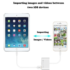 ZS-S1827 4 in 1 SD Card + TF Card + 8 Pin Charge + USB Interface to 8 Pin Interface Camera Reader Adapter, Support All iOS System