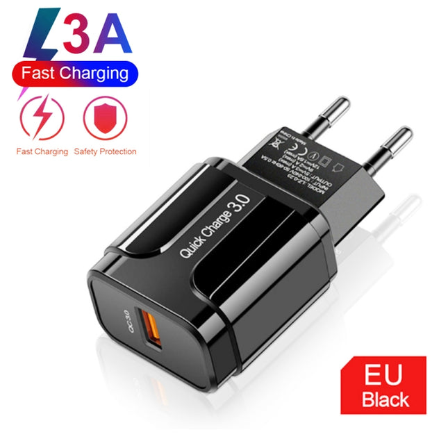 Portable QC3.0 18W USB Port Universal Quick Charging Charger, EU Plug, EU Plug