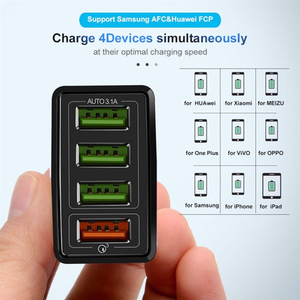 2 in 1 USB to USB-C / Type-C Data Cable + 30W QC 3.0 4 USB Interfaces Mobile Phone Tablet PC Universal Quick Charger Travel Charger Set, EU Plug, USB-C / Type-C Set EU Plug