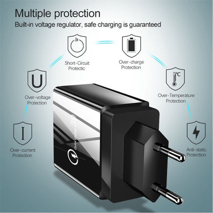 2 in 1 USB to USB-C / Type-C Data Cable + 30W QC 3.0 4 USB Interfaces Mobile Phone Tablet PC Universal Quick Charger Travel Charger Set, EU Plug, USB-C / Type-C Set EU Plug