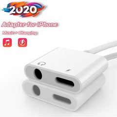 ZS-KL21804 2 in 1 8 Pin to 3.5mm Audio + 8 Pin Charging Interface, Earphone Adapter, Suitable for All IOS Systems, 8 Pin + 3.5mm