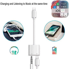 ZS-KL21804 2 in 1 8 Pin to 3.5mm Audio + 8 Pin Charging Interface, Earphone Adapter, Suitable for All IOS Systems, 8 Pin + 3.5mm