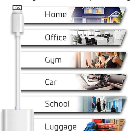 ZS-KL21804 2 in 1 8 Pin auf 3,5 mm Audio + 8 Pin Ladeschnittstelle, Kopfhöreradapter, geeignet für alle IOS-Systeme, 8 Pin + 3,5 mm