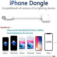 ZS-KL21804 2 in 1 8 Pin to 3.5mm Audio + 8 Pin Charging Interface, Earphone Adapter, Suitable for All IOS Systems, 8 Pin + 3.5mm