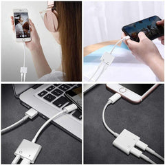 ZS-KL21804 2 in 1 8 Pin to 3.5mm Audio + 8 Pin Charging Interface, Earphone Adapter, Suitable for All IOS Systems, 8 Pin + 3.5mm