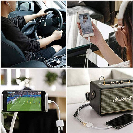 ZS-KL21804 2 in 1 8 Pin auf 3,5 mm Audio + 8 Pin Ladeschnittstelle, Kopfhöreradapter, geeignet für alle IOS-Systeme, 8 Pin + 3,5 mm
