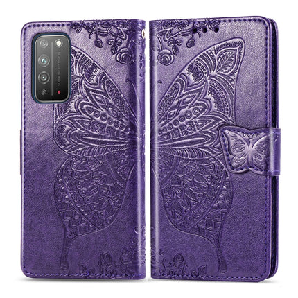 Butterfly Love Flower Embossed Horizontal Flip Leather Case with Bracket / Card Slot / Wallet / Lanyard, For Huawei Honor X10, For Huawei Y8P/ Enjoy 10S, For Huawei Y6P