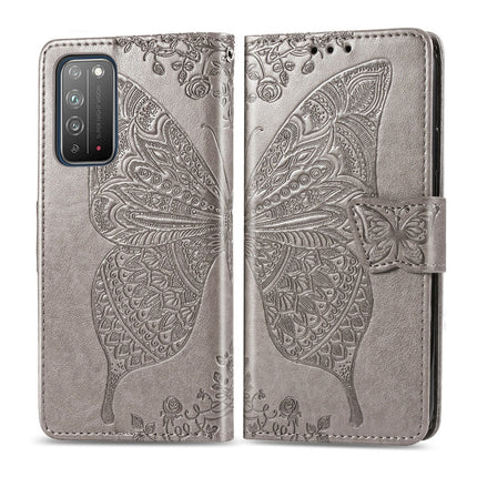 Butterfly Love Flower Embossed Horizontal Flip Leather Case with Bracket / Card Slot / Wallet / Lanyard, For Huawei Honor X10, For Huawei Y8P/ Enjoy 10S, For Huawei Y6P