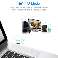 EDUP EP-AC1651 USB WIFI Adapter 650Mbps Dual Band 5G/2.4GHz External Wireless Network Card Wifi Dongle Receiver for Laptop Windows MacOS